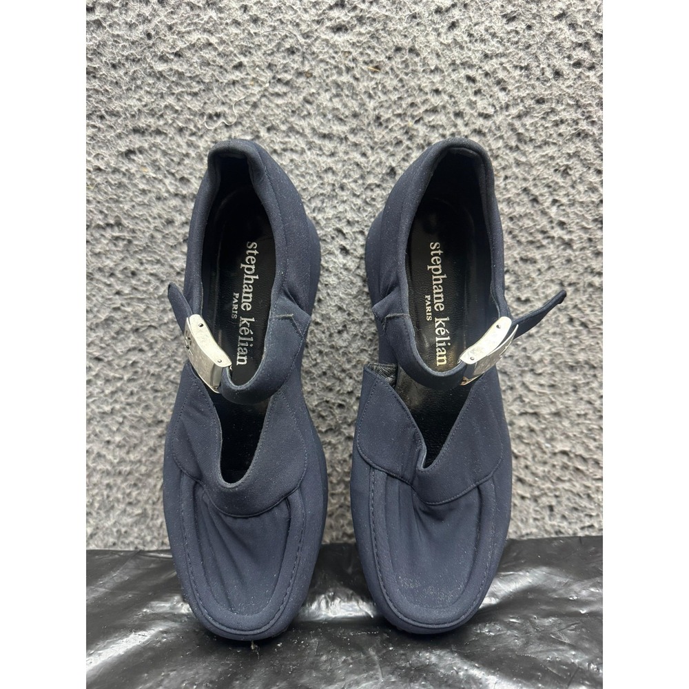 Stephane Kelian Paris Chunky Platform Mary Jane Shoes Navy Womens Size 8.5 US - Picture 6 of 12